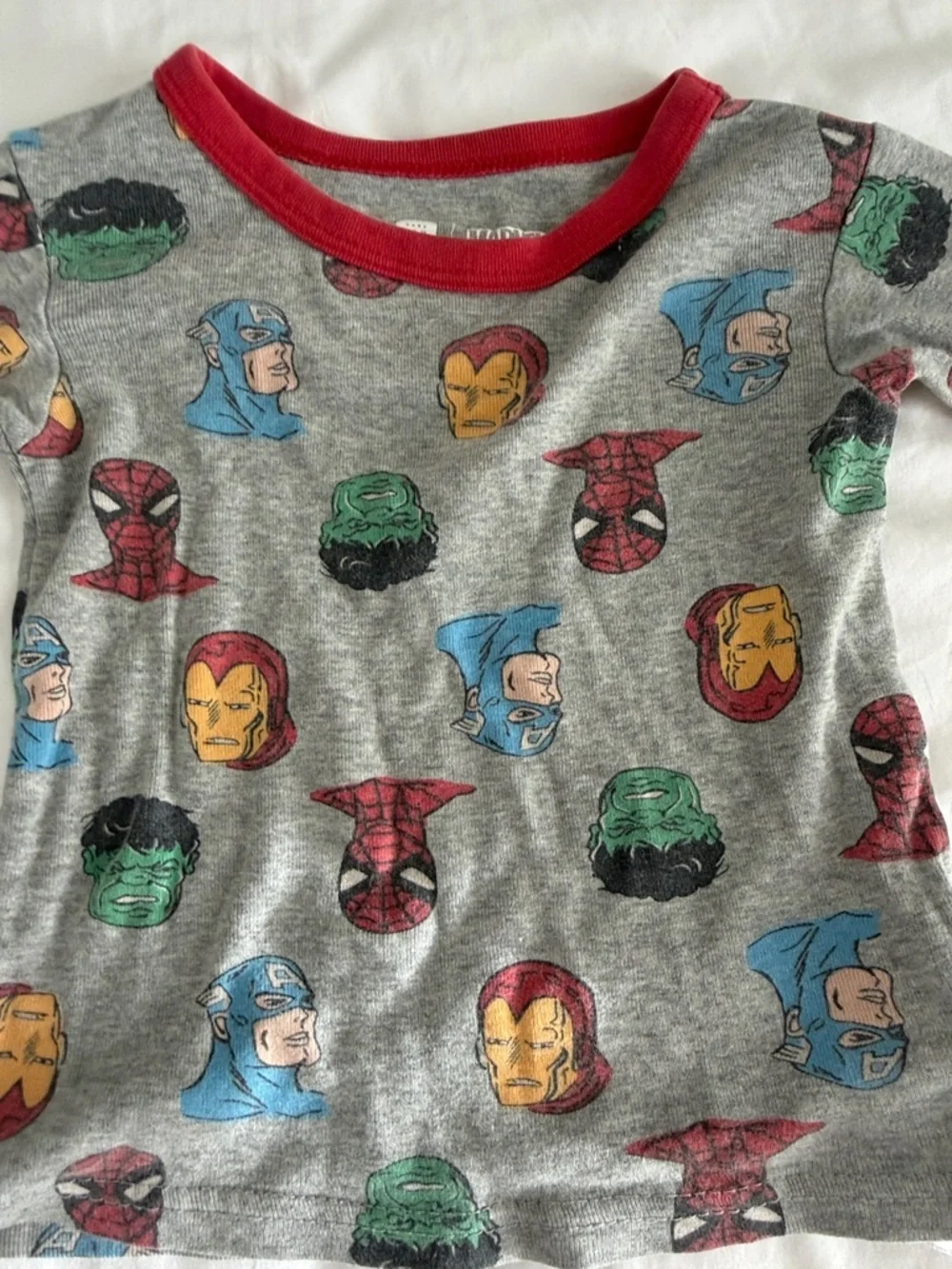 Marvel Grey Kids Superhero Pajama Set with Red Neck Trim 12 months
